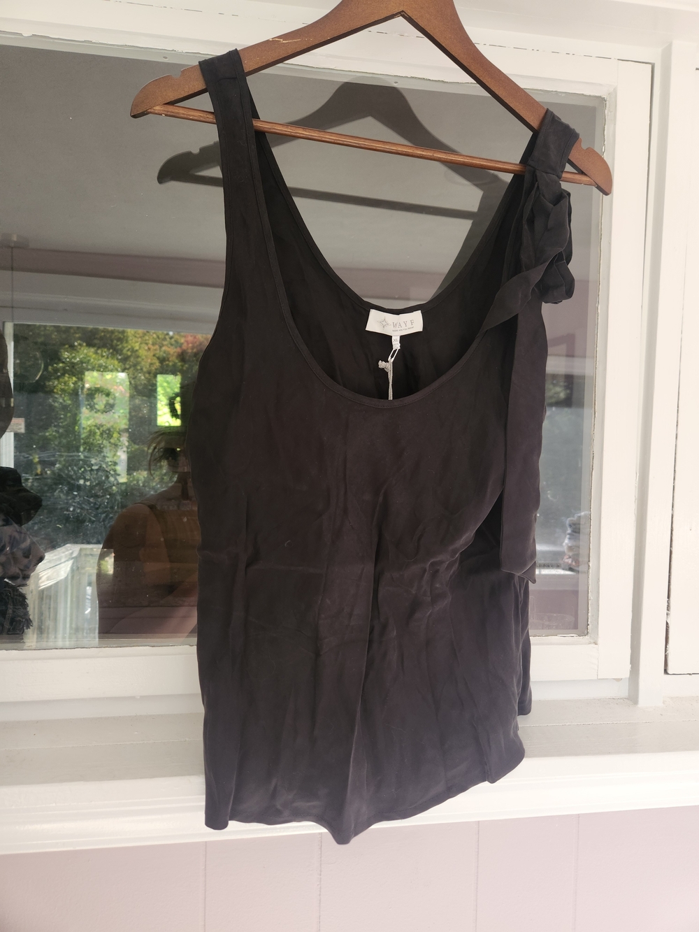 Wayf Black Tank Top with Shoulder Tie